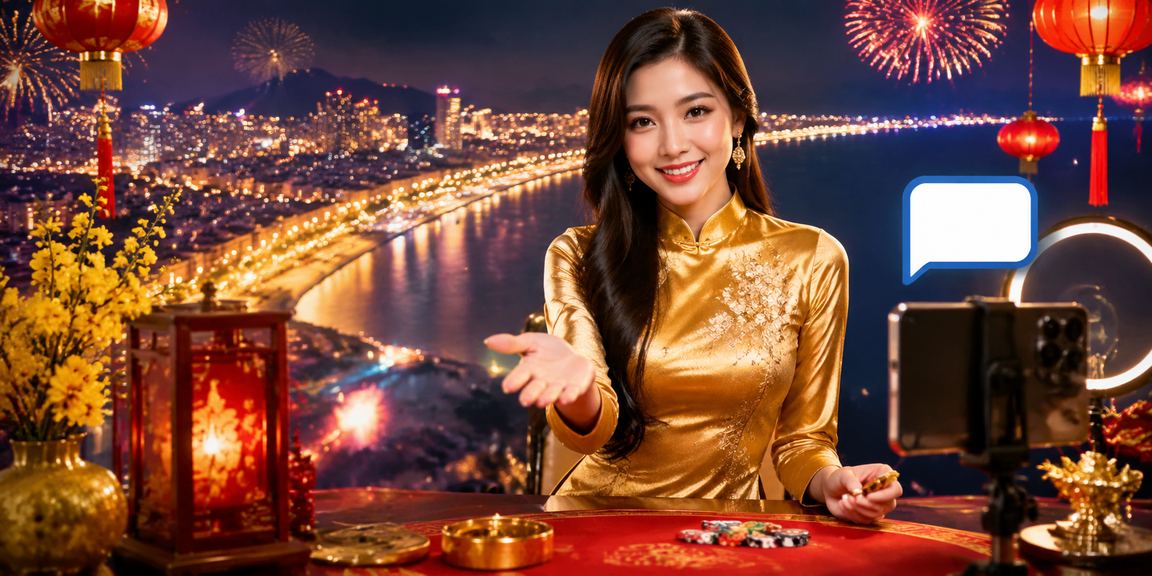 Người dùng tại Quy Nhơn trong trang phục áo dài tham gia giải trí casino trực tuyến